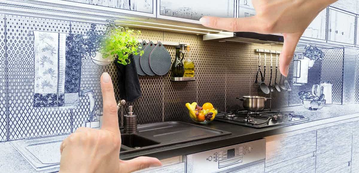 Person visualizing a kitchen remodel