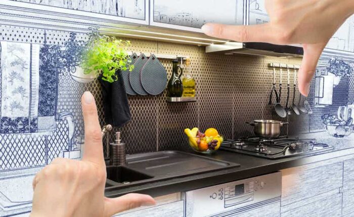 Person visualizing a kitchen remodel